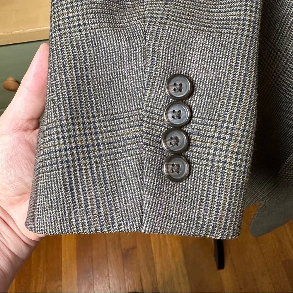 LRL Ralph Lauren 100% Wool Heritage Houndstooth Blazer Jacket Sport Coat 46 Long